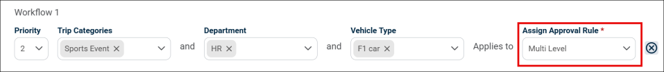 Assign approval rule drop-down